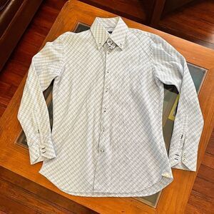 Marcello Italy Slim 43/17 Dress Shirt Formal Wear Blue White